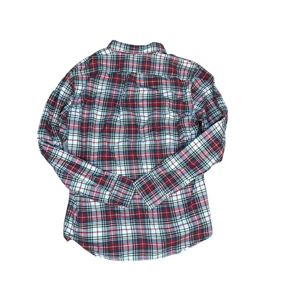 J.Crew Broken-In Oxford Slim Fit Plaid Shirt Red Navy White Tartan Men’s M